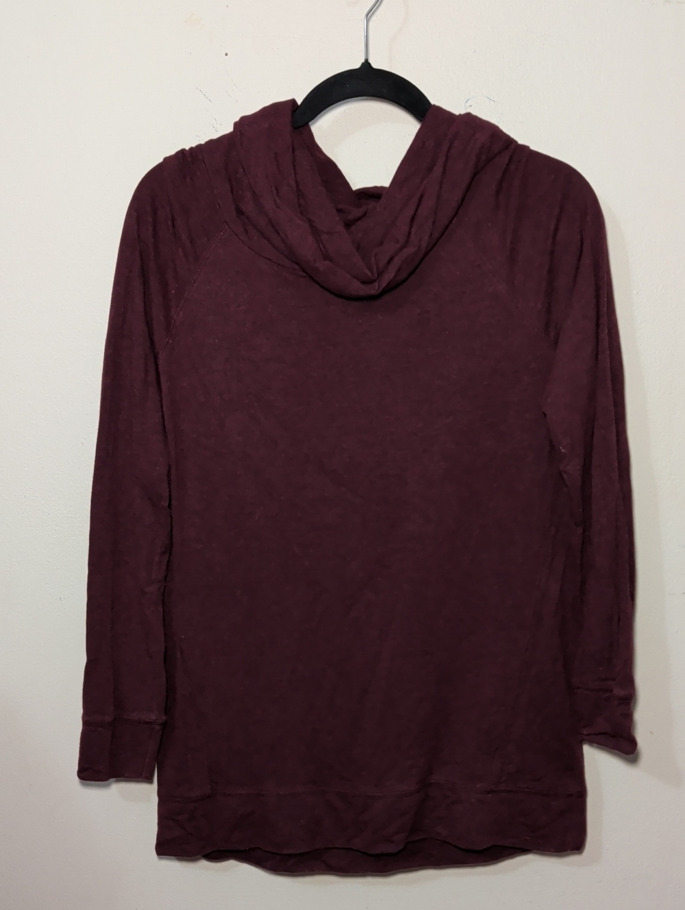 Natural Reflections Cowl-Neck Tunic Sweater Burgundy Knit Comfy Women's Size S